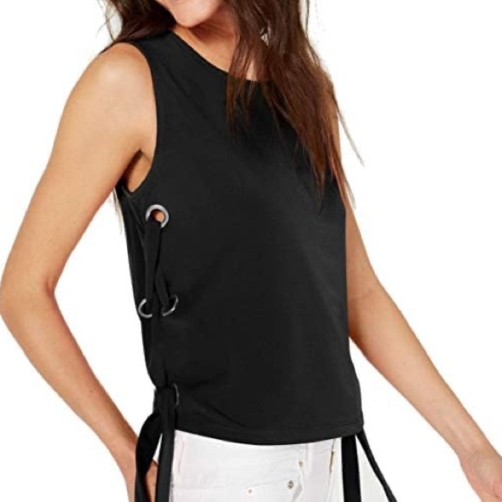 Michael Michael Kors Y2K Sleeveless Chunky Bubble Ring Lace Up Top